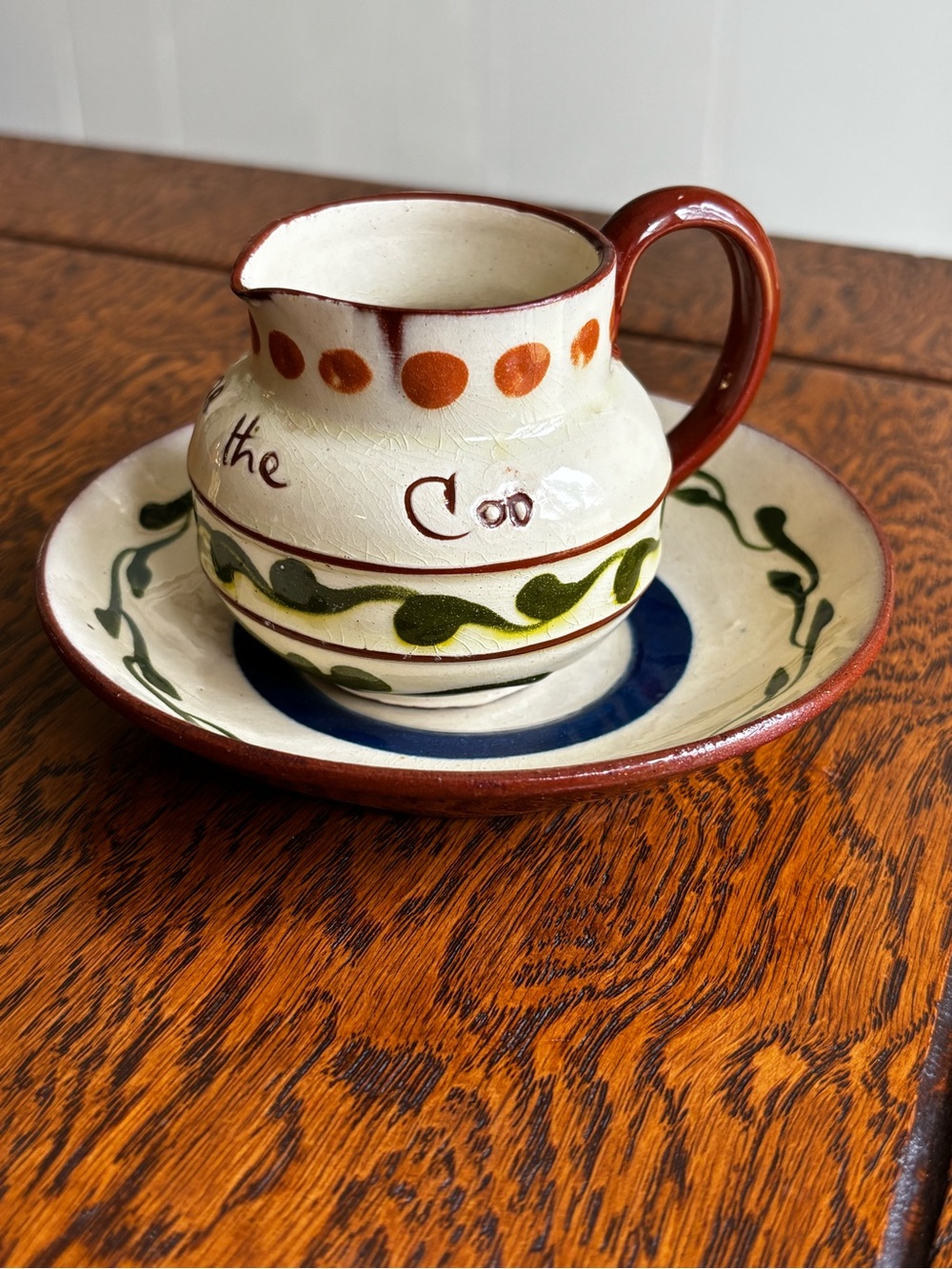 Antique Watcombe Saucer;  Vintage Aller Vale mini Pitcher.   Torquay, England